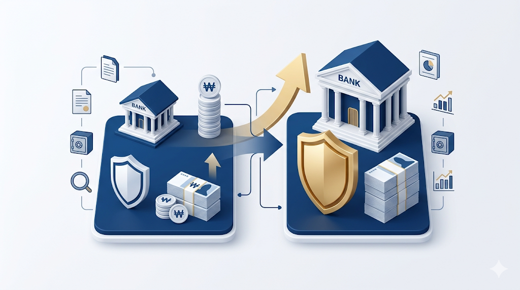 예금보호한도 5천만 원에서 1억 원으로 상향된 제도 변화를 설명하는 이미지