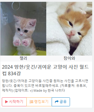 이상형월드컵 게임 무료 사이트