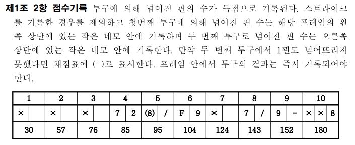 볼링 점수 기록 기본 원칙 설명