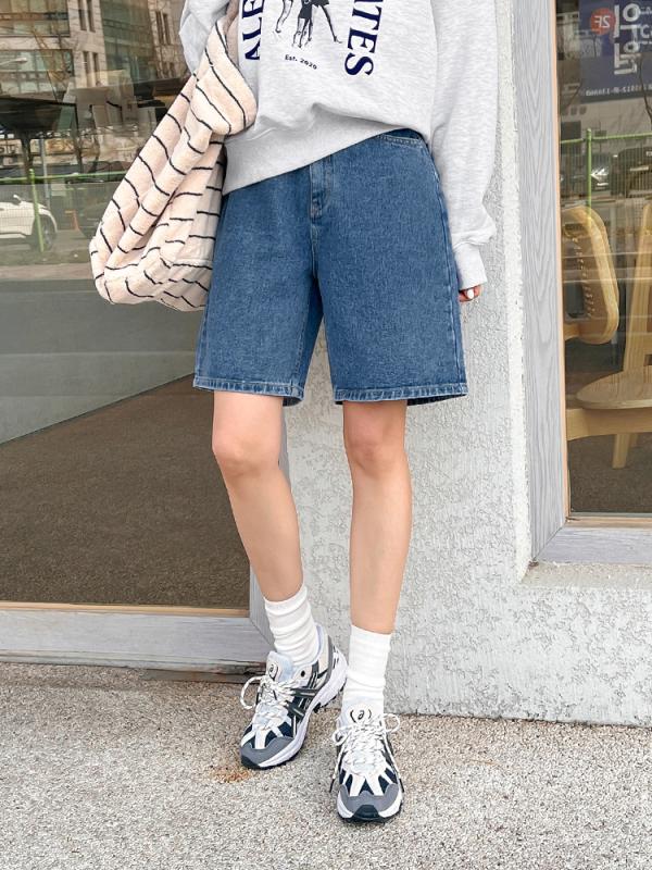 아임 중청 데님 5부 청반바지