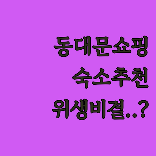 동대문 쇼핑하기 좋은 숙소 추천 리스..