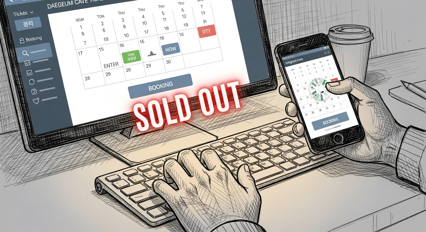 온라인 티켓 예매를 시도하는 모습