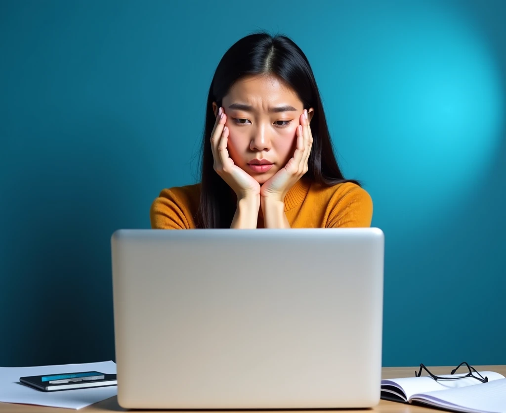 예금관련 고민하는 여자 이미지