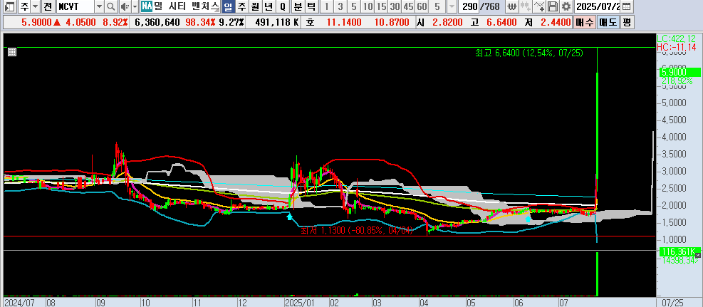 25.07.26 MCVT 일봉차트