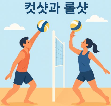 비치발리볼에서의 컷샷과 롤샷.