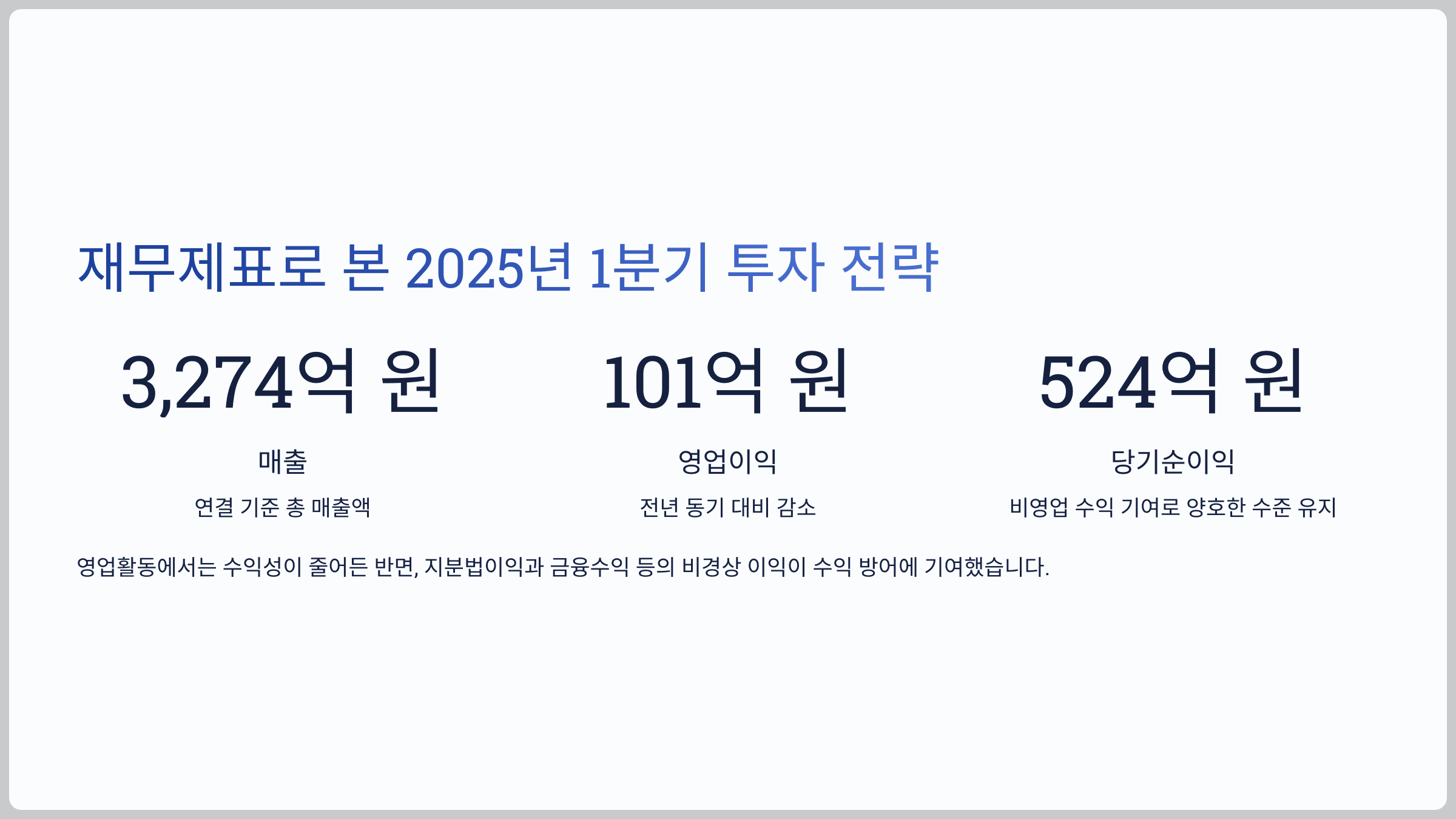 재무제표로 본 투자 2025년 1분기 전략