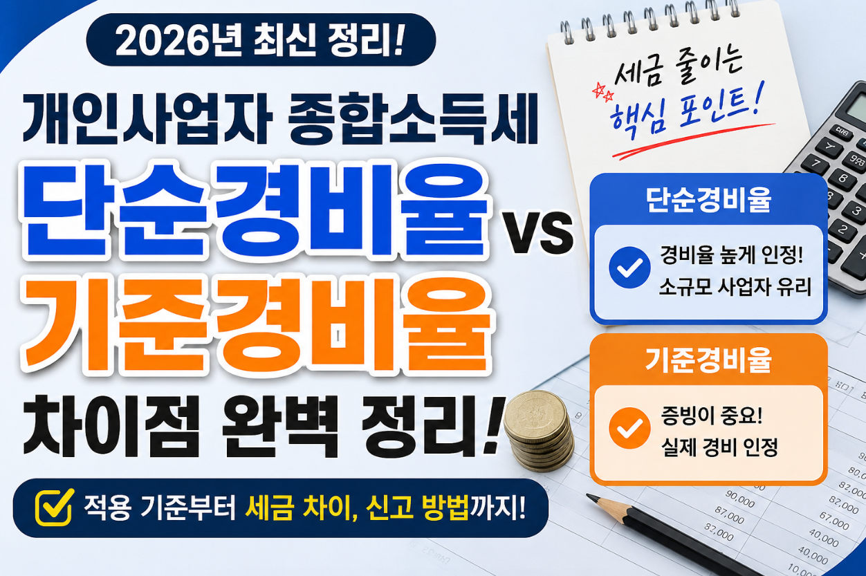 개인사업자 종합소득세 단순경비율 기준경비율 차이점 총정리 (2026년 최신)
