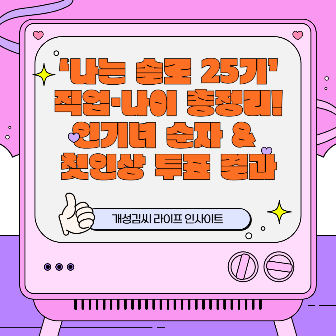 ‘나는 솔로 25기’ 직업·나이 총정리! 인기녀 순자 & 첫인상 투표 결과