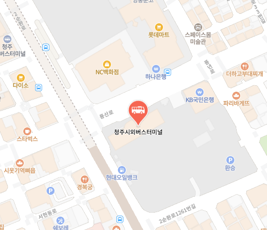 청주시외버스터미널 위치－지도