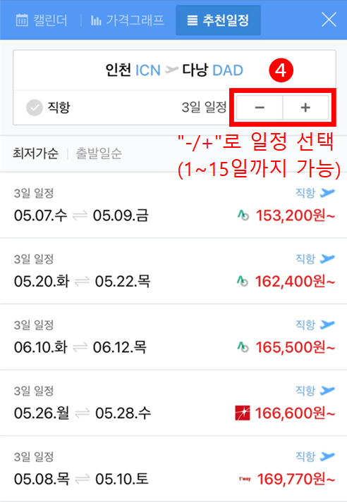 네이버 항공권에서 최저가 항공권 찾는 법 3