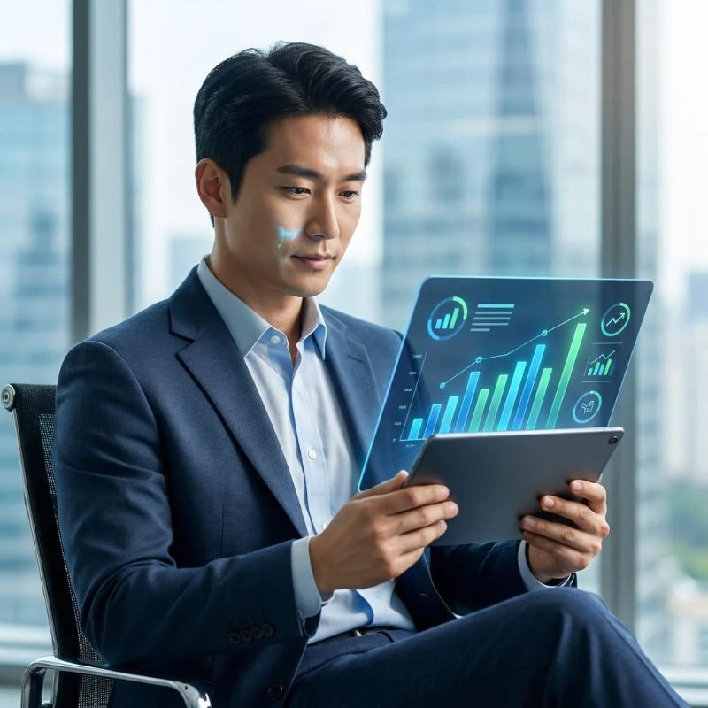 주택담보대출 금리 내역서를 꼼꼼히 살피는 모습