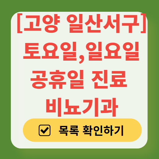 고양시 일산서구 토요일 일요일 진료 비뇨기과 목록 ❘ 주말 공휴일 문 여는 병원 리스트