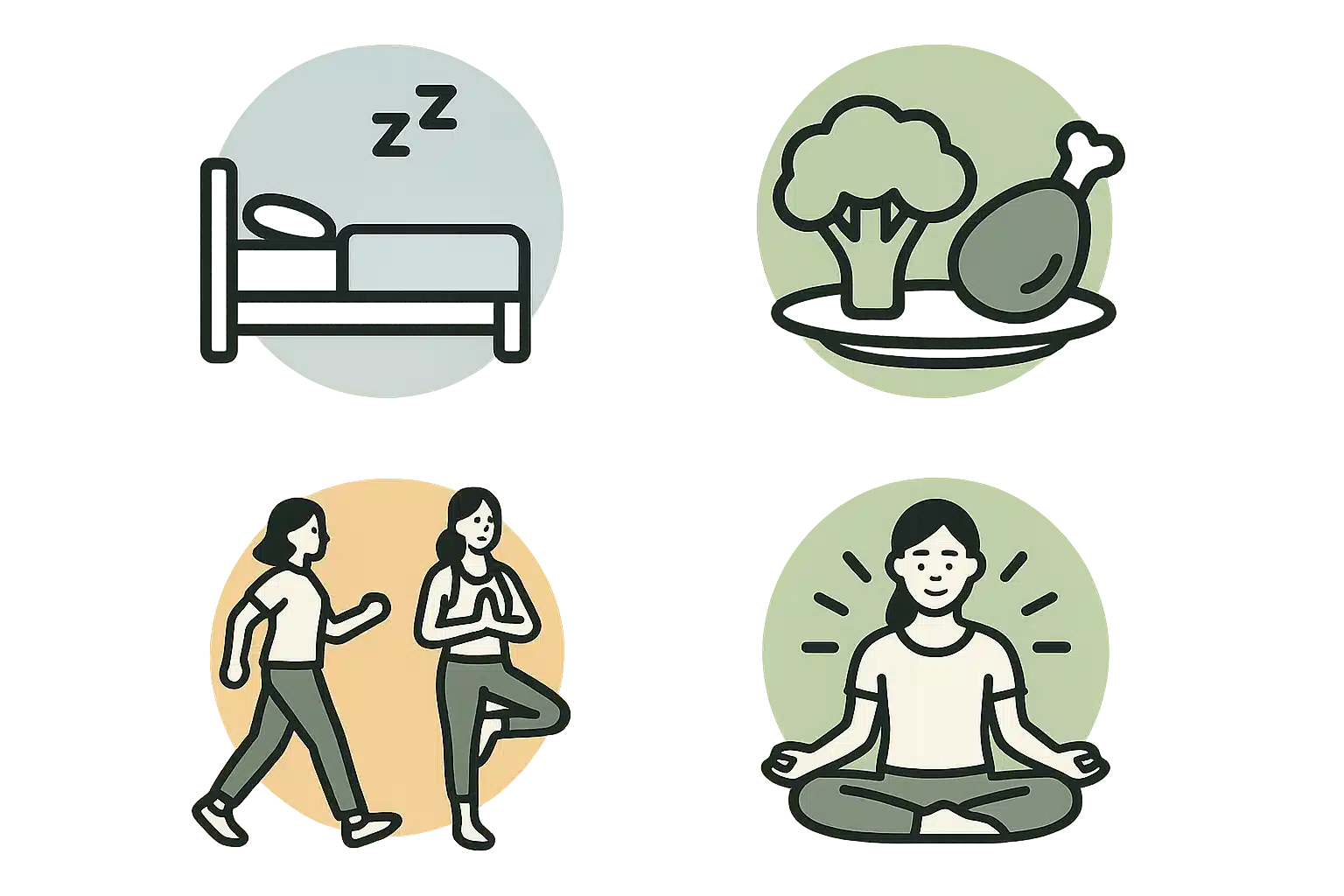 몸살 예방 습관 — 규칙적인 수면, 균형 잡힌 식단, 꾸준한 운동, 스트레스 해소