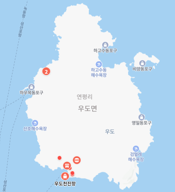 우도천진항 주소, 지도