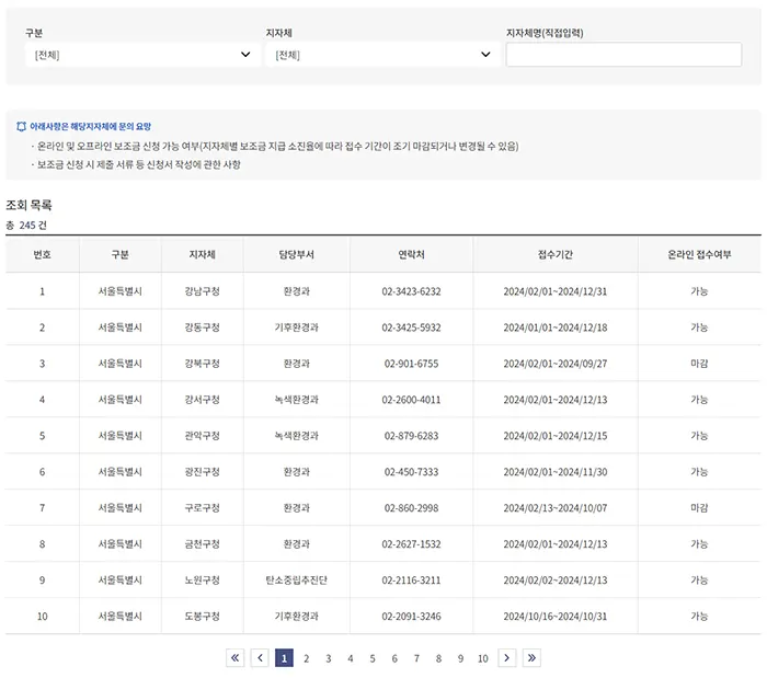 거주지 지원부서 조회하기