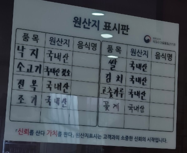 원산지표시판