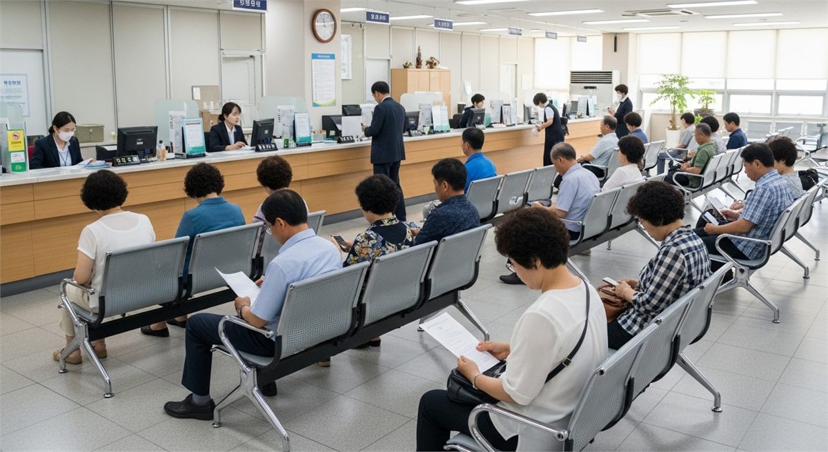 주민센터 안내 창구 분위기가 느껴지는 공공기관 내부 전경