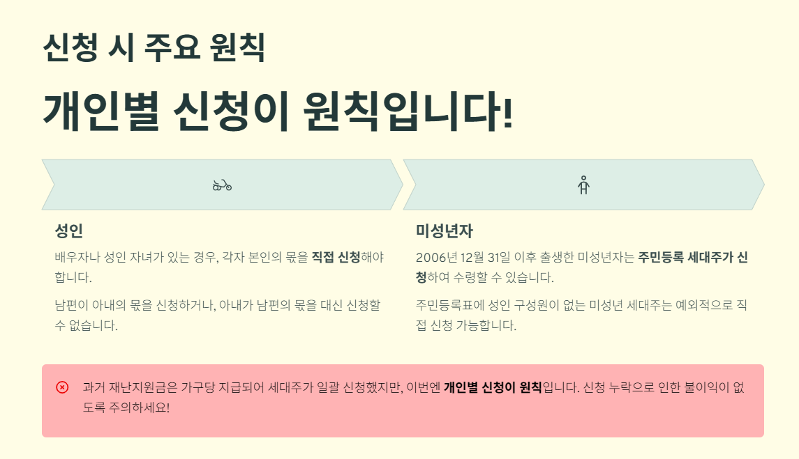 신청 시 주요 원칙