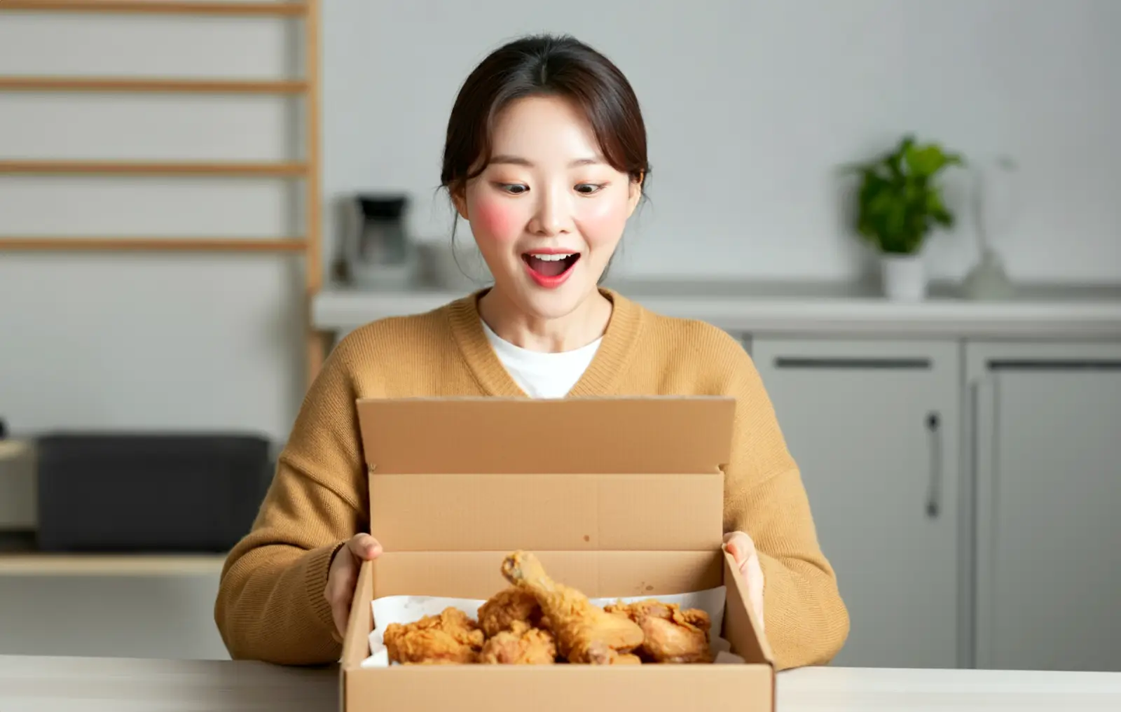 배달된 후라이드 치킨