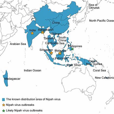 Map of major Nipah virus outbreak areas (Source: Wikipedia)