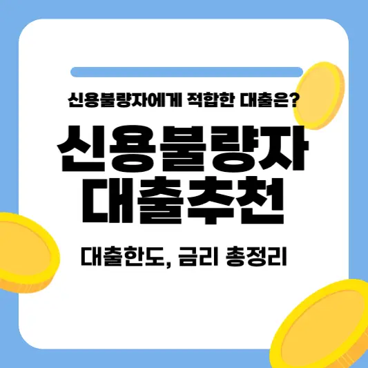 신용불량자 추천 대출, 금리, 한도 총정리