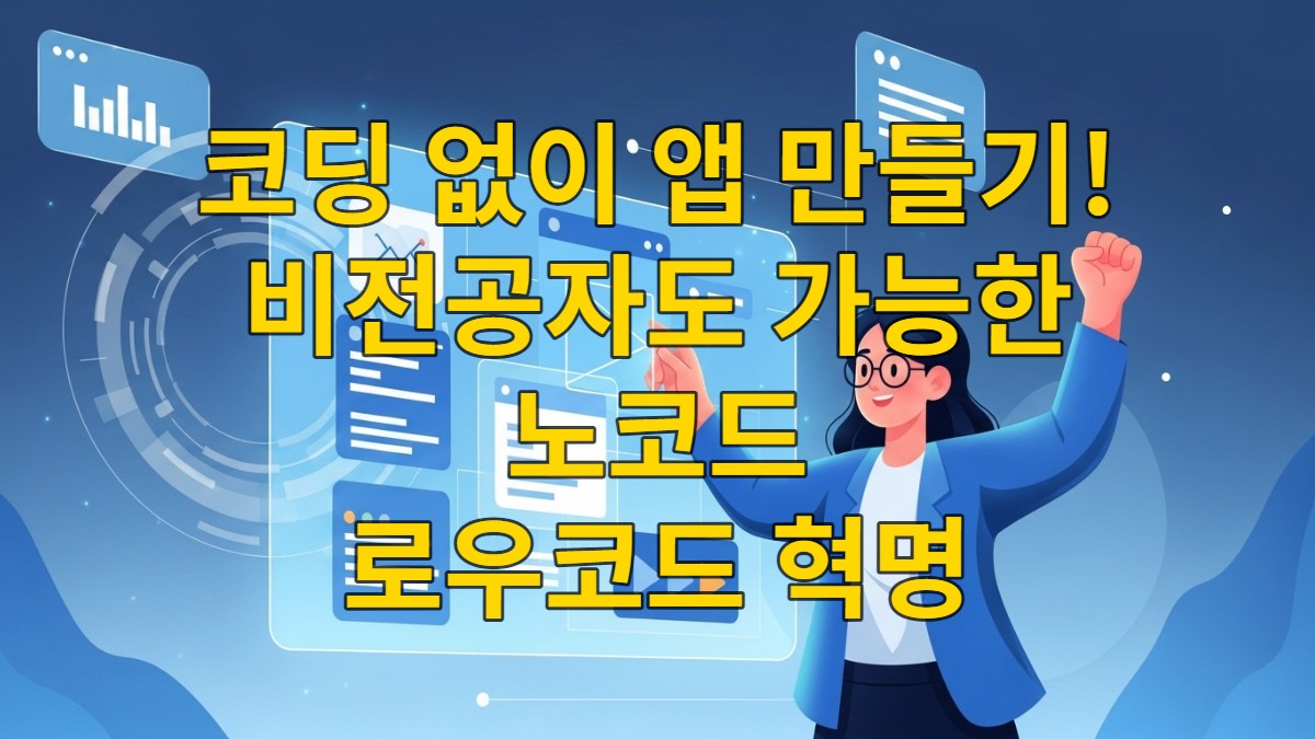 노코드 플랫폼에서 드래그 앤 드롭으로 앱 화면을 구성하는 모습.