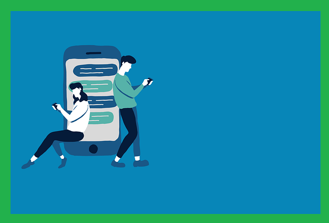 스마트폰-채팅하는-남녀-일러스트