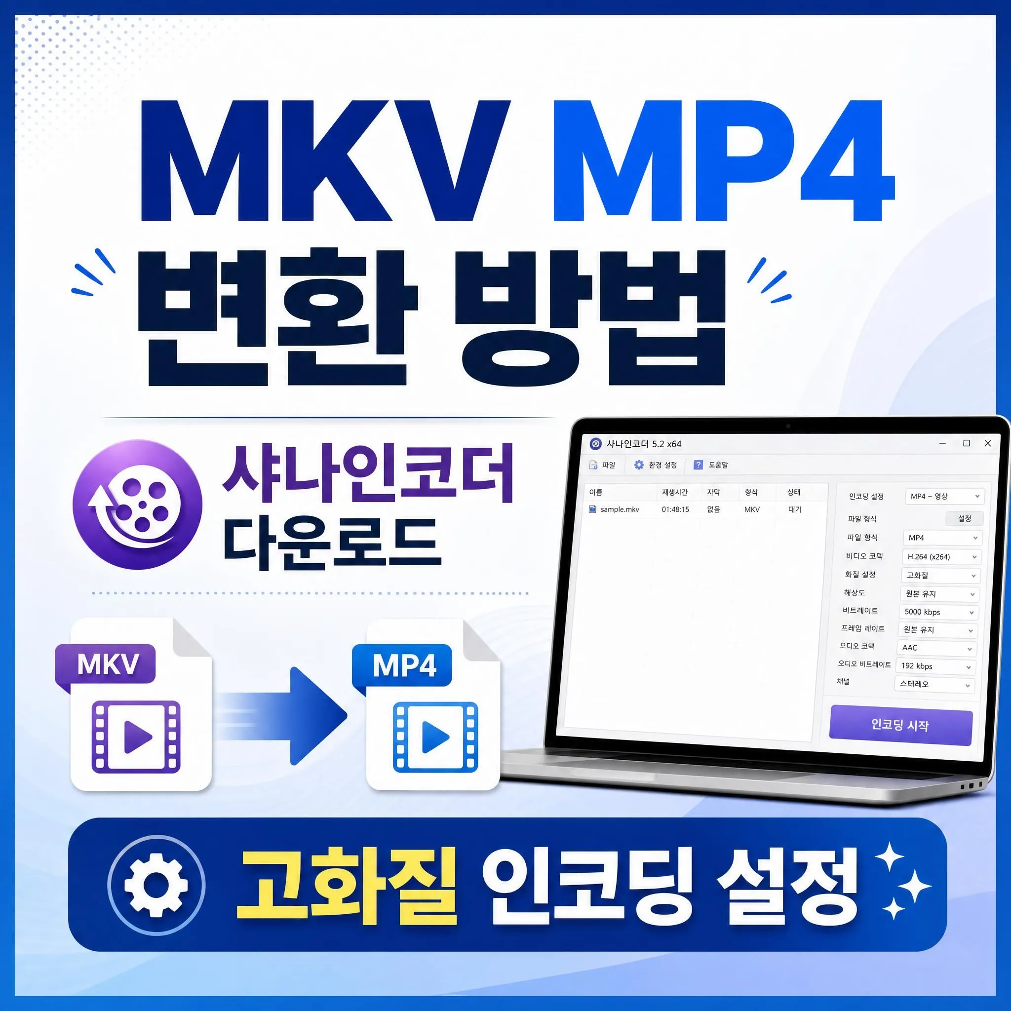 MKV MP4 변환 방법 샤나인코더 다운로드 및 고화질 인코딩 설정