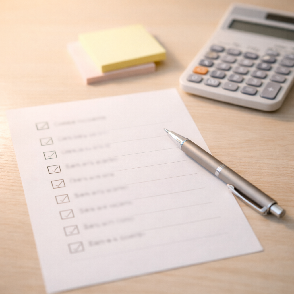 예방접종 비용과 일정을 확인하기 위한 체크리스트 정물 사진