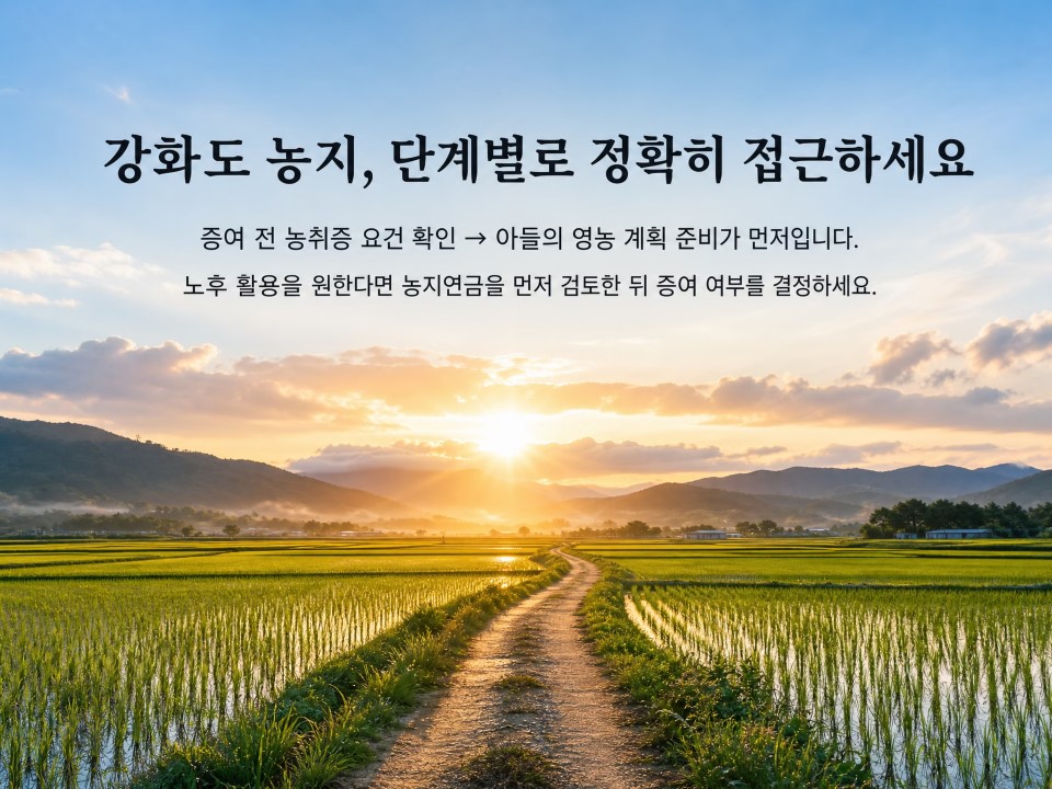 강화도 농지 단계별 접근 필요