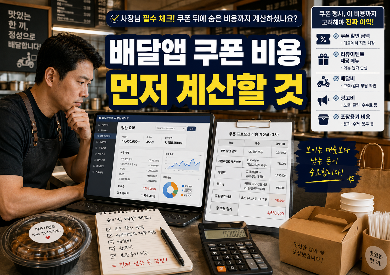 배달앱 쿠폰 비용 음식점 광고비 손실 기준 계산
