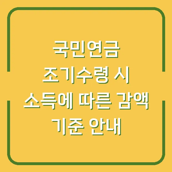국민연금 조기수령 시 소득에 따른 감액 기준 안내