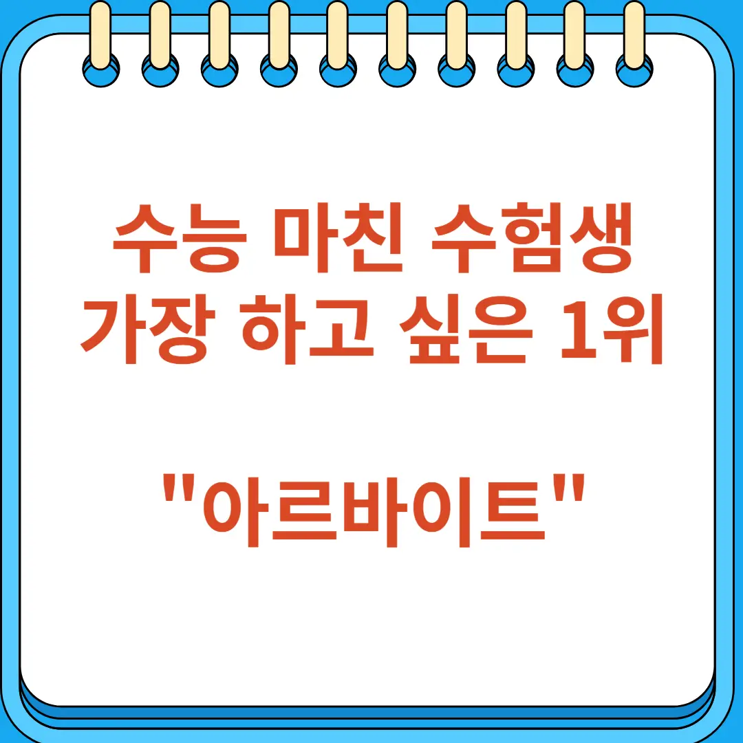 수능 마친 수험생 가장하고 싶은 1위 아르바이트