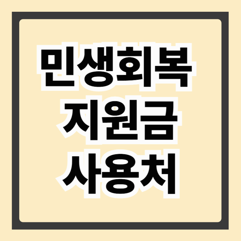 민생회복 지원금 사용처 총정리