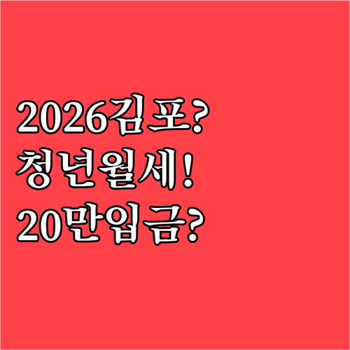 2026년 김포시 청년월세 월 20만..