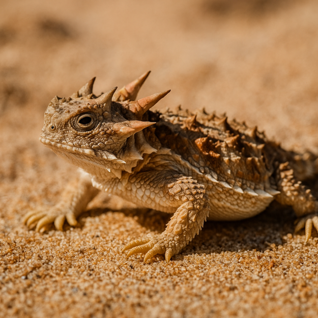 모래 위의 예술가, 뿔도마뱀 (소개, 위장, 방어)