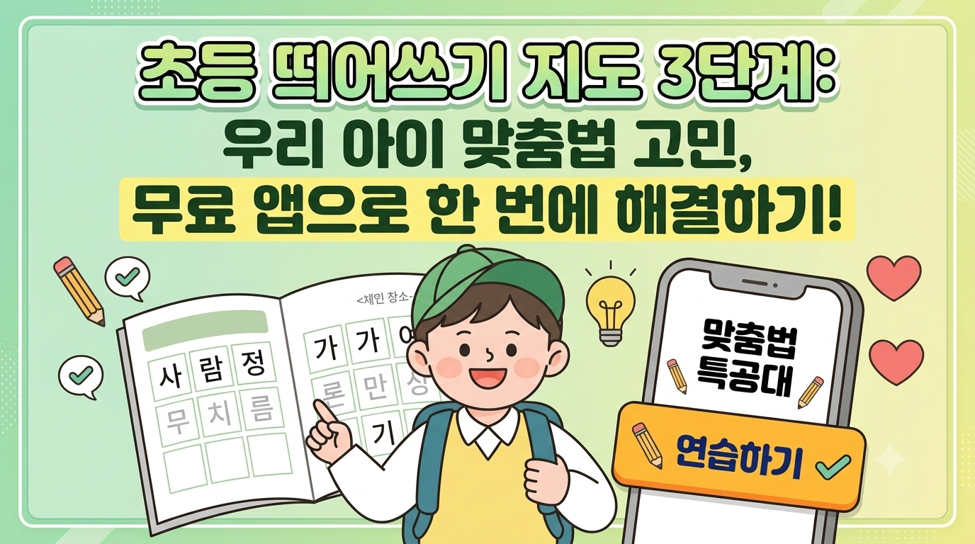 초등 띄어쓰기 지도 3단계 우리 아이 맞춤법 고민 무료 앱으로 해결하기 썸네일 이미지