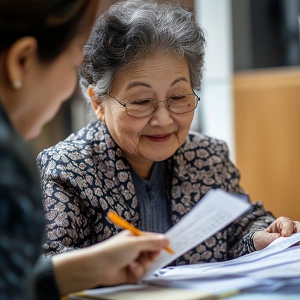 주민센터에서 기초연금 서류를 제출하는 장면