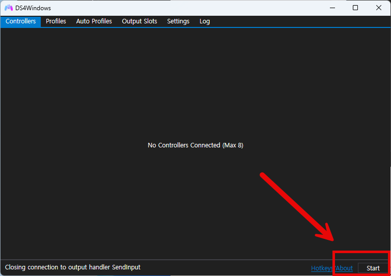 ds4windows 재시작하기