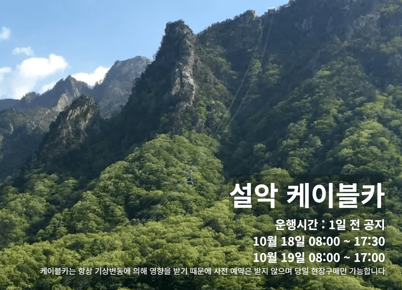 설악 케이블카 운영시간