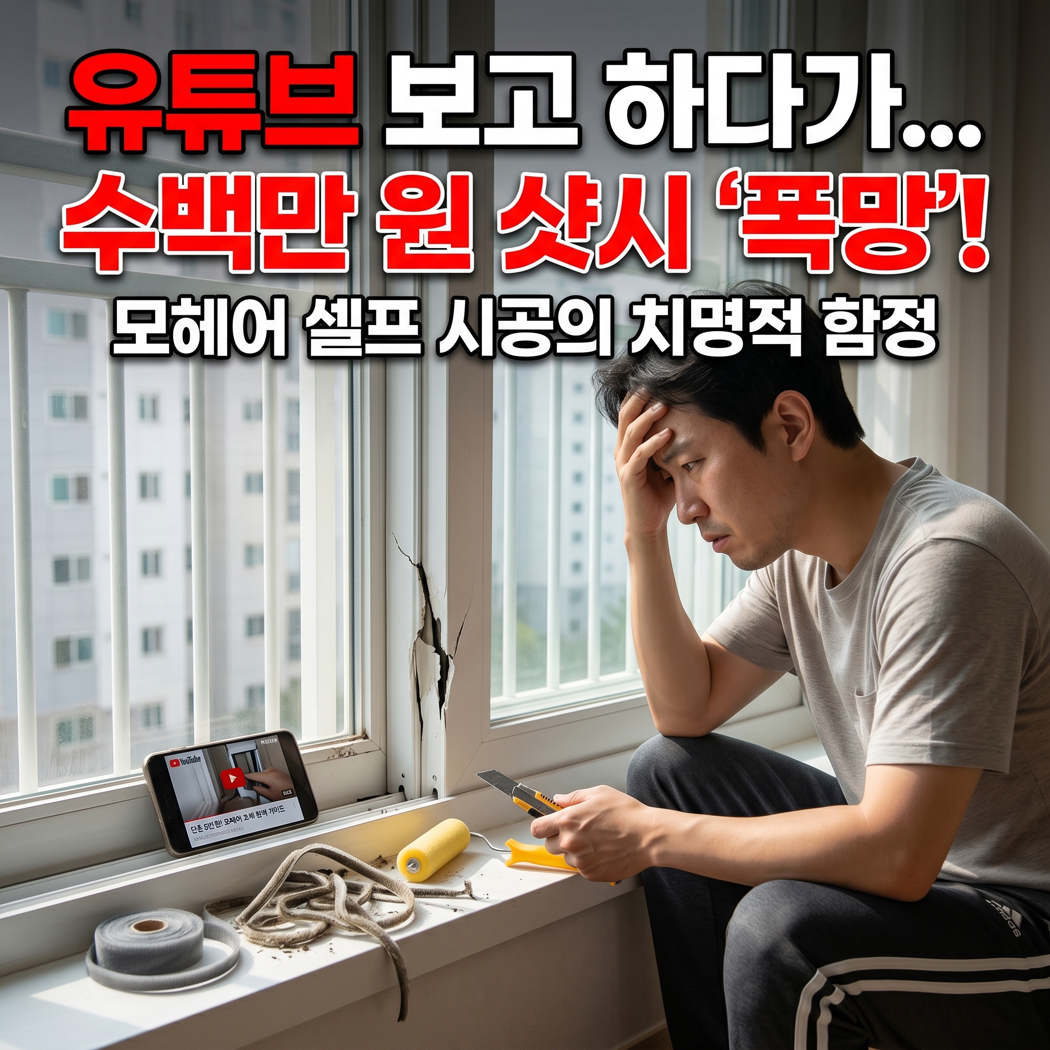 유튜브 보고 샷시 모헤어 셀프 교체하려다 수백만 원짜리 창틀 박살 내는 이유