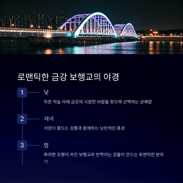 로맨틱한 금강 보행교의 야경