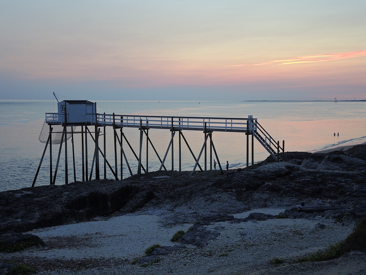 낚시 산책 다리 사진
