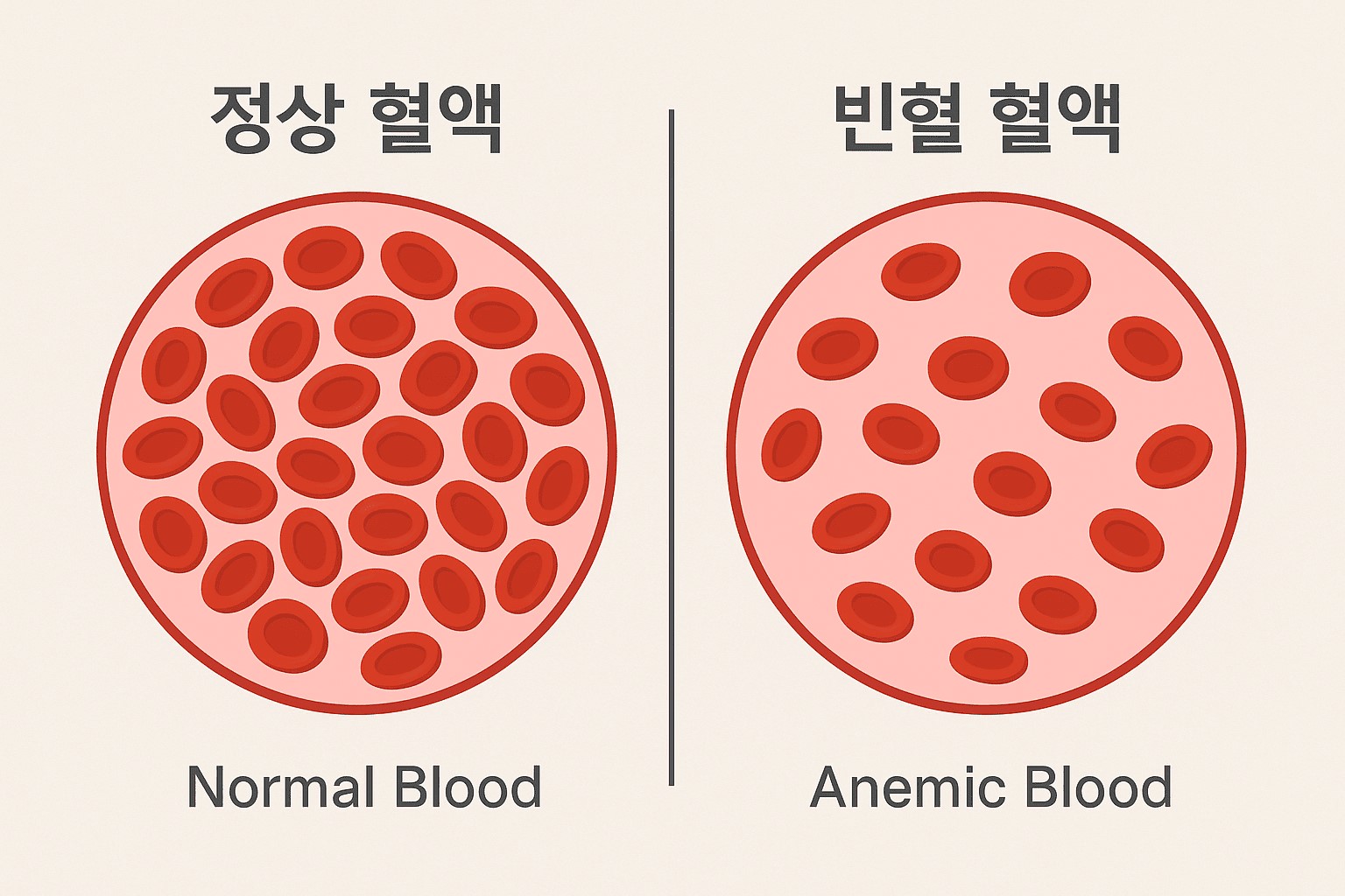 정상혈액vs빈혈혈액대조이미지