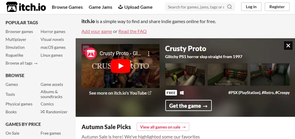 Itch-홈페이지화면