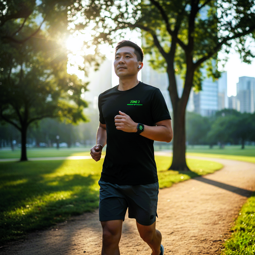 ZONE 2 운동 강도로 러닝하는 사진