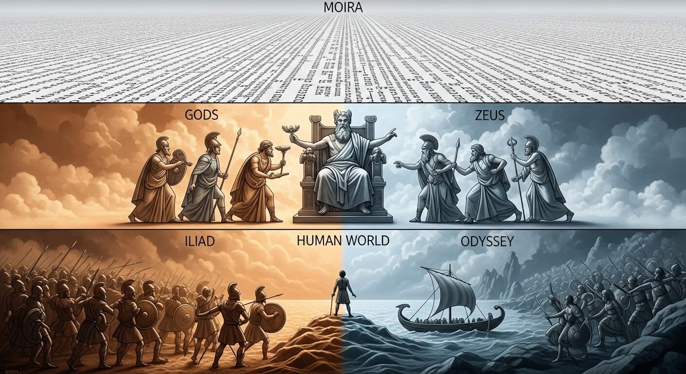 호메로스 서사 속 신의 구조와 개입 방식 (운명, 감정, 개입) 관련 사진