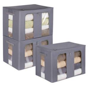 코멧 홈 대용량 베이직 모던 옥스퍼드 리빙박스 100L, 그레이, 3개