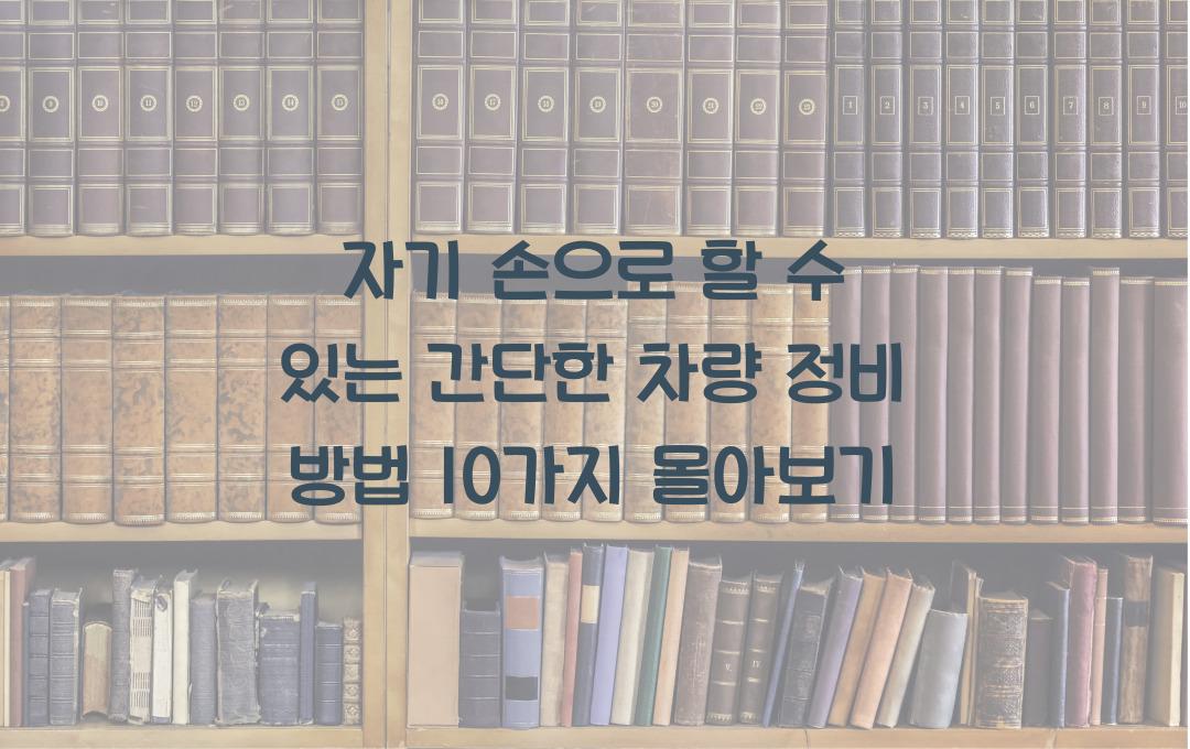 자기 손으로 할 수 있는 간단한 차량 정비 방법 10가지
