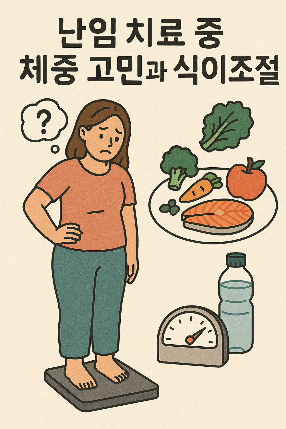 난임 치료 중 체중 고민과 식이조절 인포그래픽